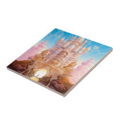 Sprookje Kasteel Roze Wit Goud Fantasy Kunst Tegeltje (Zijkant)
