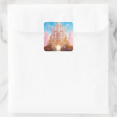 Sprookje Kasteel Roze Wit Goud Fantasy Kunst Vierkante Sticker (Tas)