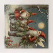 Sprookje Kerstmis Gnome Familie in Winterbos Legpuzzel (Horizontaal)