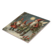 Sprookje Kerstmis Gnome Familie in Winterbos Tegeltje (Zijkant)