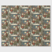 Sprookje Kerstmis Gnome Familie, Winterbos Cadeaupapier (Vlak)