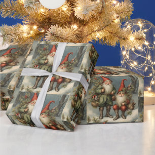 Sprookje Kerstmis Gnomen in het bos Cadeaupapier