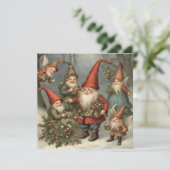 Sprookje Kerstmis Gnomen in het bos Feestdagenkaart (Staand voorkant)