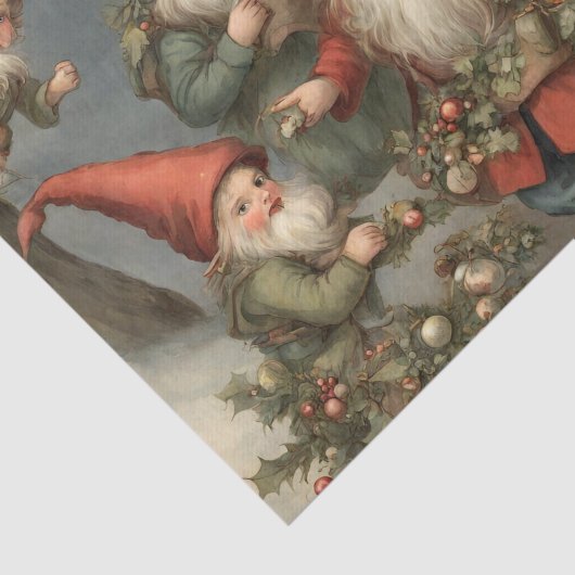 Sprookje Kerstmis Gnomen in het bos Tissuepapier (Detail)