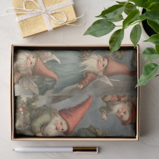 Sprookje Kerstmis Gnomen in het bos Tissuepapier (Geschenk)