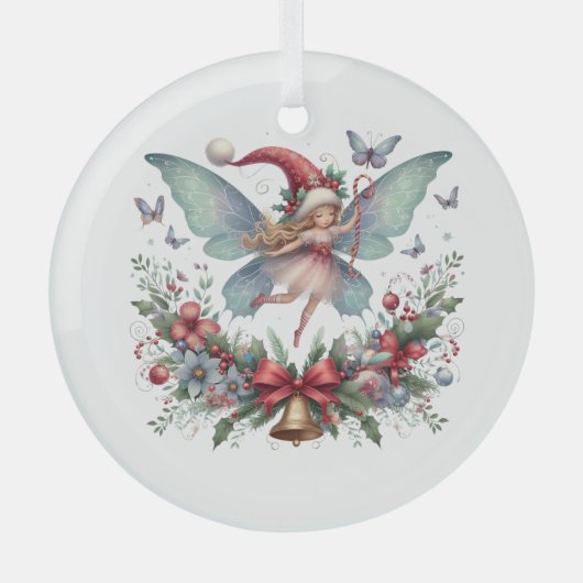 Sprookje Kerstmis Vlinder Glas Ornament (Voorkant)