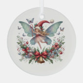 Sprookje Kerstmis Vlinder Glas Ornament (Achterkant)