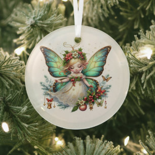 Sprookje Kerstmis Vlinder Glas Ornament