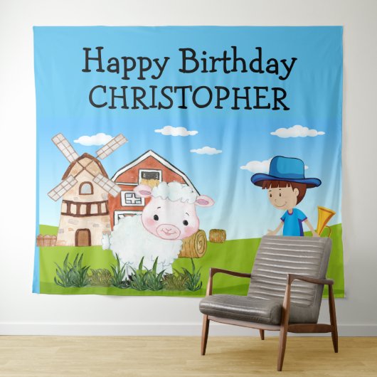 Sprookje Kleine JONGEN BLAUW Wandkleed (In Situ (horizontaal))