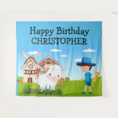 Sprookje Kleine JONGEN BLAUW Wandkleed (Voorkant (horizontaal))