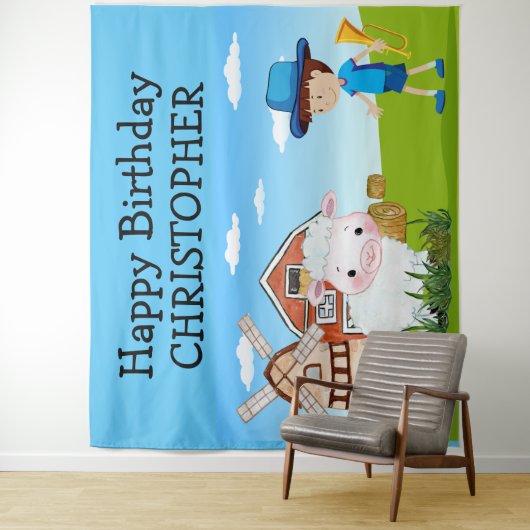 Sprookje Kleine JONGEN BLAUW Wandkleed (In situ)