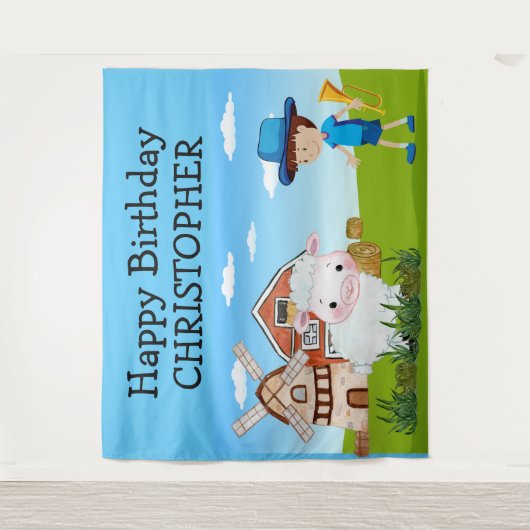 Sprookje Kleine JONGEN BLAUW Wandkleed (Voorkant)