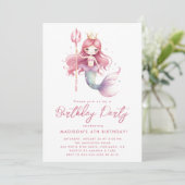 sprookje kleine zeemeermin roze verjaardag kaart (Staand voorkant)