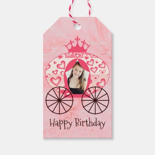 Sprookje Koninklijke Prinses Carriage Meisje Verja Cadeaulabel (Voorkant)