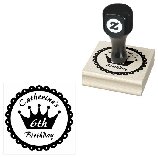 Sprookje Koninklijke Prinses Kroon Meisje Verjaard Rubberstempel (Gestempeld)