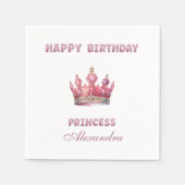 Sprookje Kroon Roze Meisje Prinses Verjaardag Servet (Voorkant)