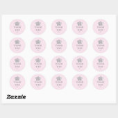 Sprookje Kroon Roze Prinses Party Favor Ronde Sticker (Vel)