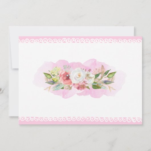 Sprookje Magische Bloemen Roze 1e Verjaardagsfeest Kaart (Achterkant)