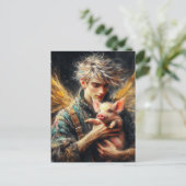 Sprookje met baby varken briefkaart (Staand voorkant)