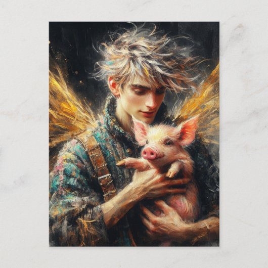 Sprookje met baby varken briefkaart (Voorkant)