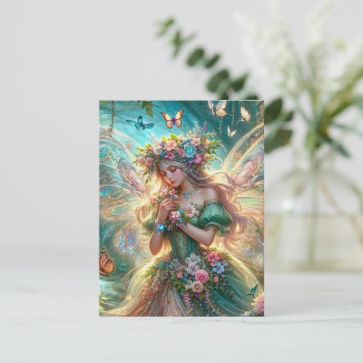 Sprookje met bloemen briefkaart (Staand voorkant)