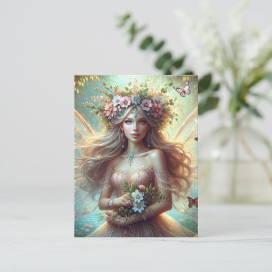 Sprookje met bloemen briefkaart (Staand voorkant)