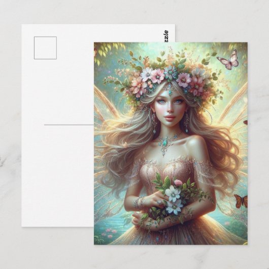 Sprookje met bloemen briefkaart (Voorkant / Achterkant)