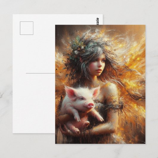 Sprookje met een jong varken briefkaart (Voorkant / Achterkant)