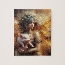 Sprookje met een jong varken legpuzzel