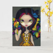 "Sprookje met een vlindermasker" Wenskaart Kaart (Gele Bloem)