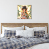Sprookje met fee en draak | Chibi Anime Canvas Afdruk (Insitu (Slaapkamer))