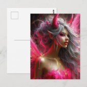 Sprookje met hoorns in een felroze jurk briefkaart (Voorkant / Achterkant)