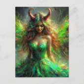 Sprookje met hoorns in een groene jurk briefkaart (Voorkant)