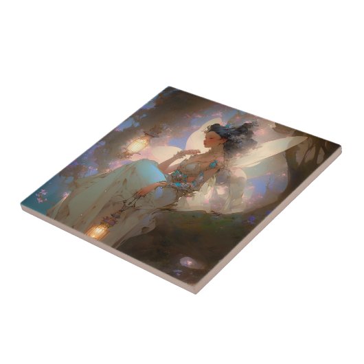 Sprookje met lantaarn tegeltje (Zijkant)