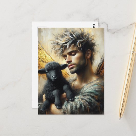 Sprookje met zwart lam briefkaart (Voorkant / Achterkant in situ)