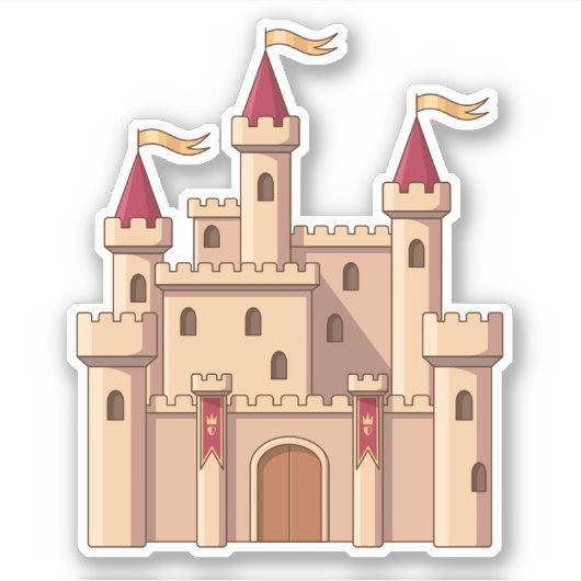 Sprookje Middeleeuwse Koninklijke Prinses Kasteel Sticker (Voorkant)