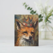 Sprookje Mooie rode vos in een kroon Briefkaart (Staand voorkant)