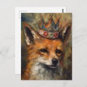Sprookje Mooie rode vos in een kroon Briefkaart (Voorkant / Achterkant)