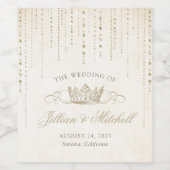 Sprookje Mousserende Wijn Gouden Kroon Bruiloft Etiket (Enkel label)