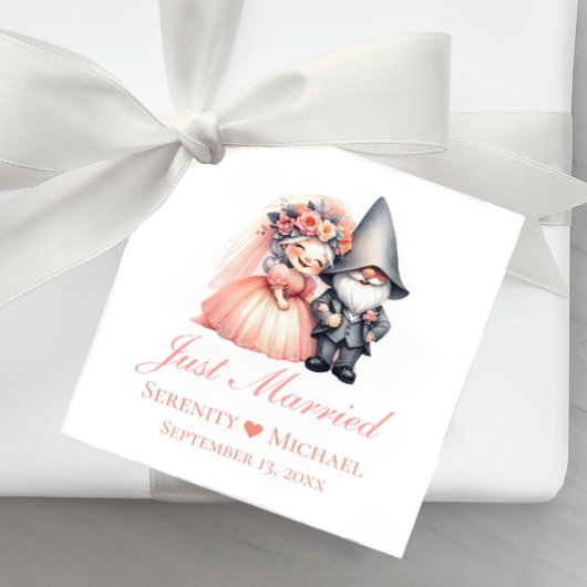 Sprookje net getrouwd tuin Gnome rustieke bruiloft Bedankjes Labels