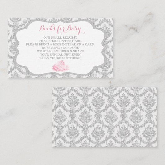 Sprookje Once Upon a Time Book Verzoek Grijs Roze Informatiekaartje (Voorkant / Achterkant)