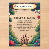 Sprookje Once Upon A Time Castle Woodland Wedding Acryl Uitnodigingen (Voorkant)