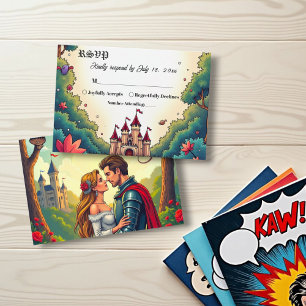 Sprookje Once Upon A Time Castle Woodland Wedding RSVP Kaartje