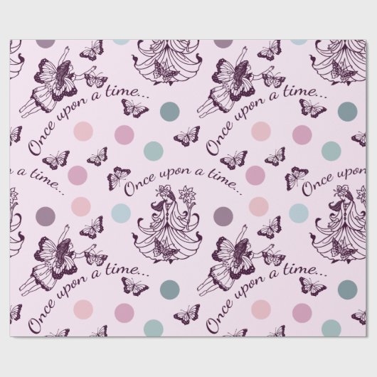 Sprookje Once Upon a Time met vlinders Cadeaupapier (Vlak)