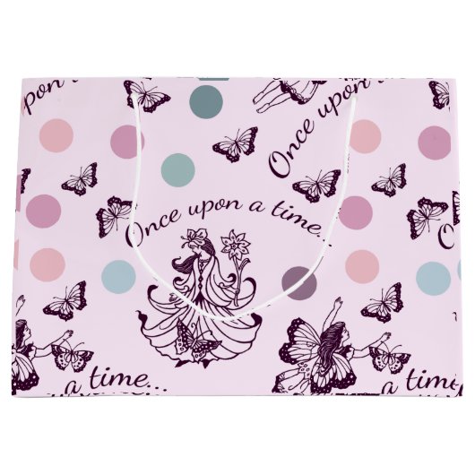 Sprookje Once Upon a Time met vlinders Groot Cadeauzakje (Voorkant)