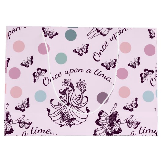 Sprookje Once Upon a Time met vlinders Groot Cadeauzakje (Achterkant)
