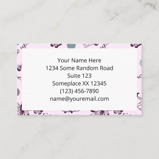 Sprookje Once Upon a Time met vlinders Visitekaartje (Achterkant)