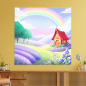 Sprookje onder de regenboog canvas afdruk (Insitu (Woonkamer))