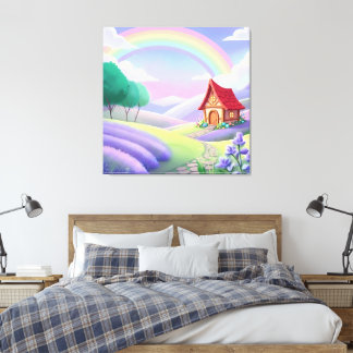 Sprookje onder de regenboog canvas afdruk