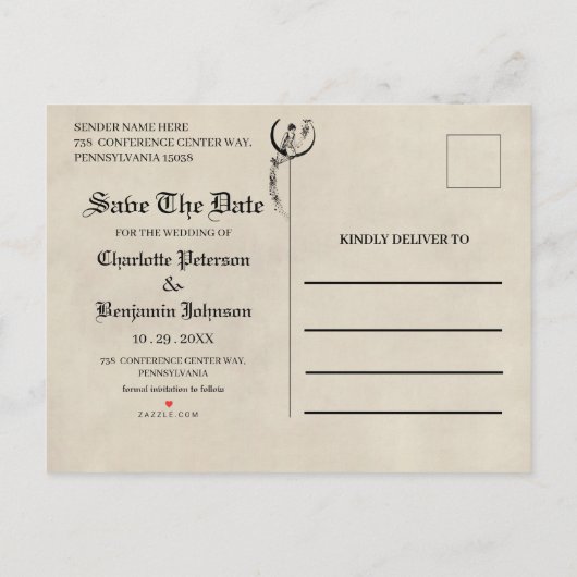 sprookje op de bruiloft aankondigingskaart (Achterkant)